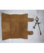 Drafting Bow Vtg Compass With Folding Leather Case Pouch  - $24.74