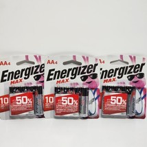 12 Energizer Max AA Batteries 3 Packs 4 Ct Each Double A Alkaline Batteries NEW - £15.78 GBP