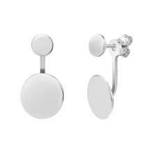 Unique Two-Piece Circle Drop Front to Back Sterling Silver Stud Earrings - $18.21