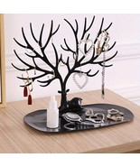 Deer Tree Jewelry Organizer Stand – Black Earring &amp; Ring Holder with Tray - $20.38 CAD