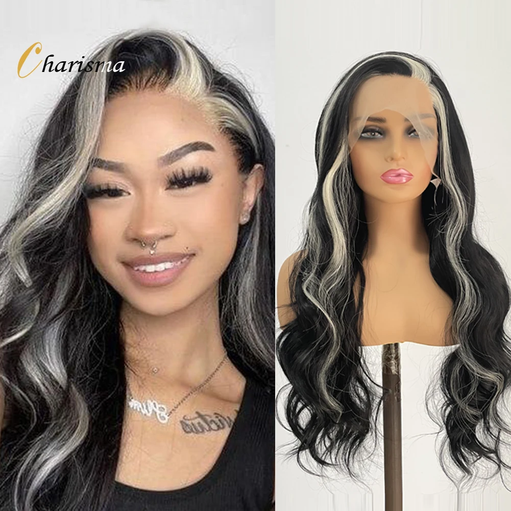 Charisma Long Body Wave Synthetic Lace Front Wig Black Hair Pre Plucked Hairli - £42.64 GBP+