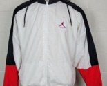 Nike Air Jordan Flight Mens Windbreaker Jacket Loose Fit White Black Red XL - $39.60
