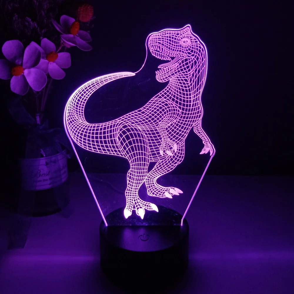 3D LED Night Light Lamp Dinosaur Series Black Base Style 7 - £16.10 GBP