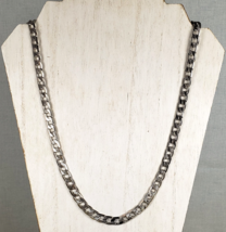 Vintage Stainless Steel Diamond-Cut Curb Italian Link Chain 24" Necklace - $72.77