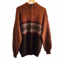 Waliki 100% Alpaca Hand Loomed Brown Colors Zipper Mock Neck Sweater Men... - £68.08 GBP