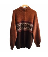 Waliki 100% Alpaca Hand Loomed Brown Colors Zipper Mock Neck Sweater Men... - £68.12 GBP