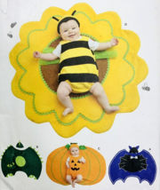 Simplicity S9844 Baby Halloween Costume Pattern Bee Dragon Dino Pumpkin Bat +Hat - £11.19 GBP