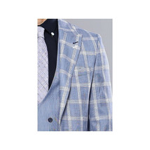 Men 3pc European Vested Suit WESSI by J.VALINTIN Extra Slim Fit JV30 blue plaid image 3