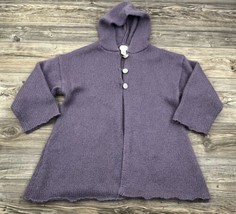 Soft Surroundings Purple Cardigan Sweater W/Hood Mohair Wool/Acrylic Siz... - $38.61