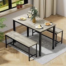 3-Piece 4 Bar 2 Dining Benches, 43.3&#39;&#39; Wood Kitchen Table &amp; Chair Set Fo... - $2,570.82 MXN