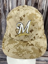 59Fifty Milwaukee Brewers Tan Digital Camo Fitted Hat - 6 5/8 - Navy Marines - £30.85 GBP