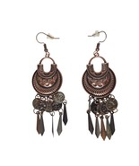 Bohemian Vintage-Style Copper Dangle Earrings With Coin &amp; Geometric Charms - $20.79