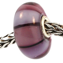 Authentic Trollbeads Glass 61333 Purple Stripes - £9.91 GBP