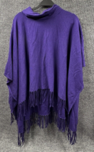 Chico’s Poncho Sweater Womens One Size Purple Fringe Cowl Neck Dressy Preppy - £28.36 GBP