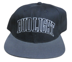 Vintage USA Made BUD LIGHT BEER Black Checkered Baseball Strap Cap HAT 9... - $9.85
