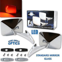 73-91 Chevy Truck Chrome Square LED Turn Signal Convex Rear View Door Mi... - £87.07 GBP