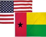 3x5 3x5 Wholesale Set (2 Pack) USA American &amp; Guinea-Bissau Flag Banne... - £7.78 GBP