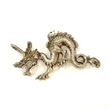 Vintage Signed Sterling Silver Detailed Mythical Chinese Dragon Charm Pendant - £38.70 GBP