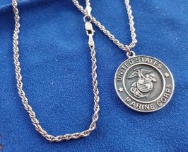 925 Sterling Silver 24&quot; 2.5mm Rope Chain Necklace W/ United States Marin... - $59.99