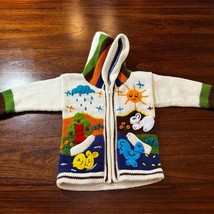 Meleand Sac Baby Sweater Hood Farm Scene Applique 3D Zip Front Size 2 24... - $19.26