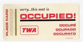 TWA Trans World Airlines Seat Occupied Card 1976 Place Card  - £18.71 GBP