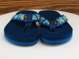 Teva Shoes Sz 3 Flip Flop Boys Youth Blue Fabric Slip On Medium - £17.03 GBP