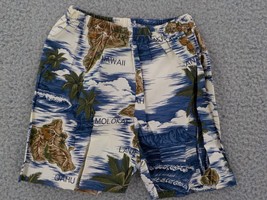 Favant Boys Shorts SZ 5-6 New Map Blue Hawaii Islands Shorts Palm Elastic NWOT - £4.05 GBP