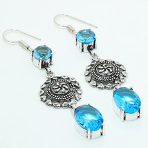 London Blue Topaz Handmade Fashion Ethnic Gifted Earrings Jewelry 2.50" SA 2751 - £3.97 GBP