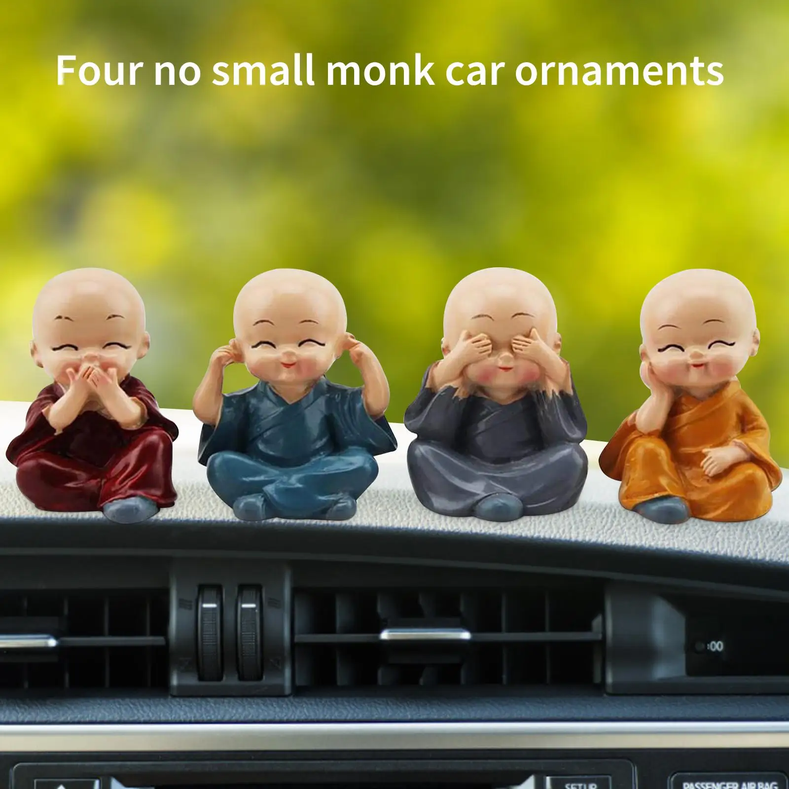 Four Cute Monk Ornaments Home Decorations Car Perfume Seat Creative Car Interior - £13.43 GBP
