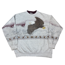 Vintage 90s Artisans Bald Eagle AOP All Over Print Sweatshirt Janelle-Th... - $727.18 MXN