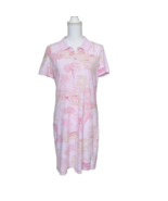 Caribbean Joe Polo Dress Women S Pink Palm Trees Cotton Blend Casual Summer - $31.09 CAD