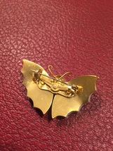 60s brown and white carved shell butterfly brooch image 4