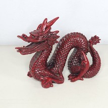 Chinese Dragon Statue Red 7.5 inch Long 6 in Tall Solid Figure Decoration - £15.92 GBP