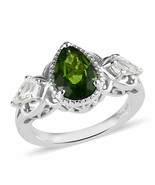 1.75ctw Russian Diopside &amp; White Topaz Ring in Platinum/Sterling  SZ 8  ... - $107.99