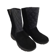 Lands&#39; End Women&#39;s 8.5 D Black Quilted Suede All-Weather Boots 503407 - £23.13 GBP