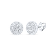 10K WHITE GOLD ROUND DIAMOND CLUSTER NICOLES DREAM COLLECTION EARRINGS 1/3  - £314.80 GBP