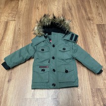 Swiss Cross Weather Gear Baby Boys Green Puffer Coat Faux Fur Trim Hood 24M - £22.34 GBP