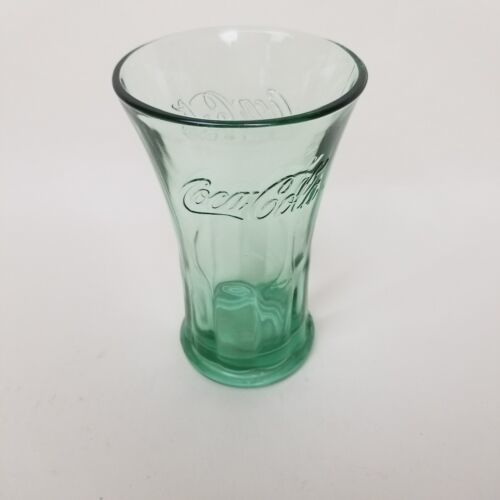 Primary image for Vintage Green Tinted Embossed Coca Cola Fountain Glass Flared Top 16 Oz.