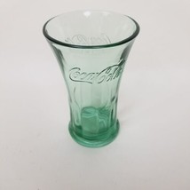 Vintage Green Tinted Embossed Coca Cola Fountain Glass Flared Top 16 Oz. - $12.86