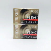 Maxell TC-30 VHS-C HGX Gold Pack of 2 Camcorder Tapes Video Cassette NEW... - £11.20 GBP