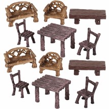 12 Pieces Fairy Garden Furniture Ornaments Miniature Table And Chairs Set Fairy  - £18.18 GBP