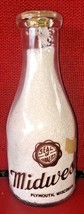 TALL ROUND QUART - MIDWEST DAIRY, PLYMOUTH, WISCONSIN MILK BOTTLE - $32.71