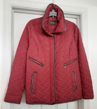 Cole Haan Jacket Coat Quilted Leather Trim Thermore Wine Women&#39;s No Size... - £32.01 GBP