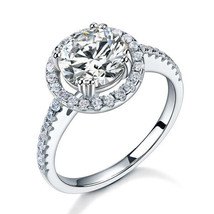 Beautiful 2CT Round Cut Created Halo Ring 14k White Gold Over Wedding Jewelry - £69.71 GBP