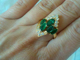 Marquise Cut 2.00 Ct Emerald Cluster Engagement 14K Yellow Gold Over Nice Ring - £73.90 GBP