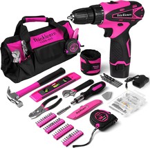 Pink Drill Set For Women, 137 Pc. Hand And Power Tool Set With 12V Cordless - £58.47 GBP