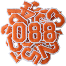 GYGYL 30 Pieces Iron on Numbers Patches, Orange Number Patches, Numbers 0-9 Appl - £11.05 GBP