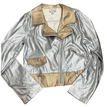 D-Signed Disney Metallic Silver &amp; Gold Faux Leather Jacket S 7/8 Girls - $17.28