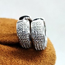 Father&#39;s Day 925 Silver 1/3ct Simulated Diamond Huggie Earrings for Womens Mens - £96.04 GBP