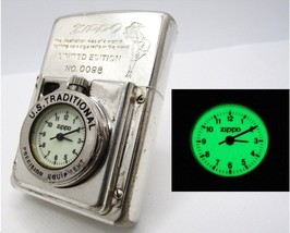 Windy Time Lite Light Pocket Watch Clock not running Zippo Glow in the Dark 1996 - £90.62 GBP